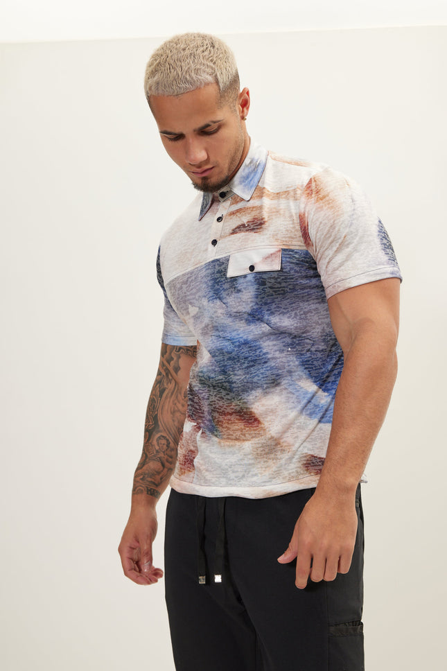 Men's Printed Polo Shirt - Batik Brown | Ron Tomson