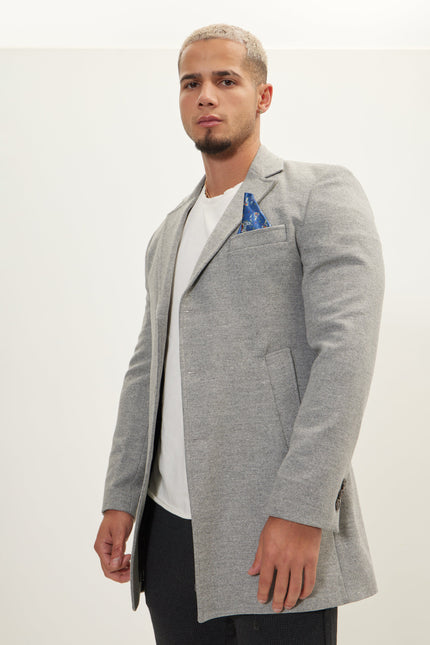 Men's Single-Breasted Wool Overcoat - Grey | Ron Tomson