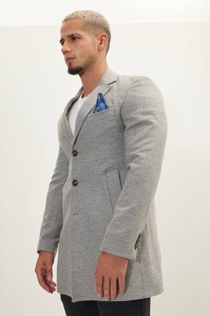 Men's Single-Breasted Wool Overcoat - Grey | Ron Tomson