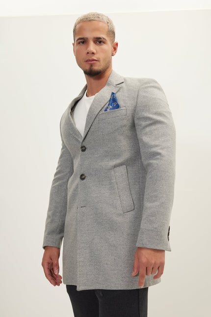 Men's Single-Breasted Wool Overcoat - Grey | Ron Tomson