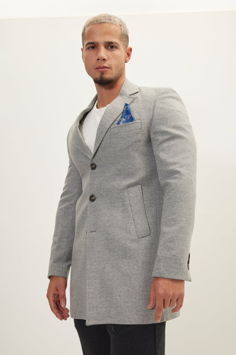 Men's Single-Breasted Wool Overcoat - Grey | Ron Tomson