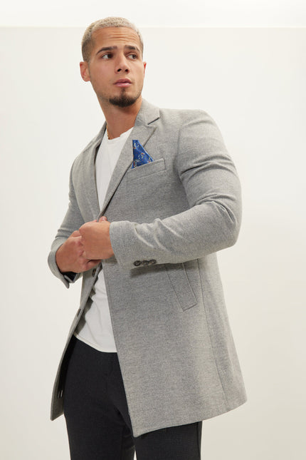 Men's Single-Breasted Wool Overcoat - Grey | Ron Tomson