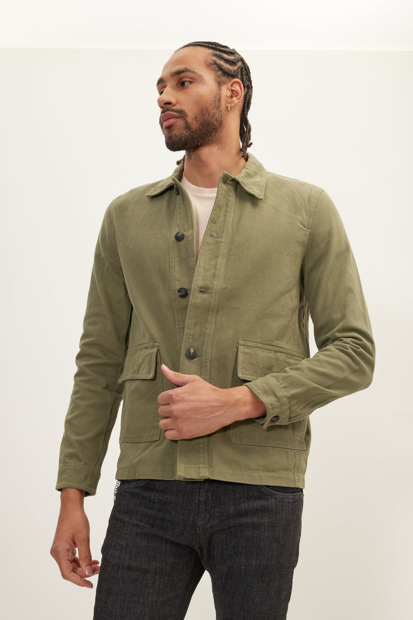 Men's Canvas Work Jacket - Green | Ron Tomson