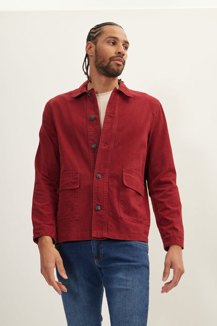 Men's Canvas Work Jacket - Bordeaux | Ron Tomson