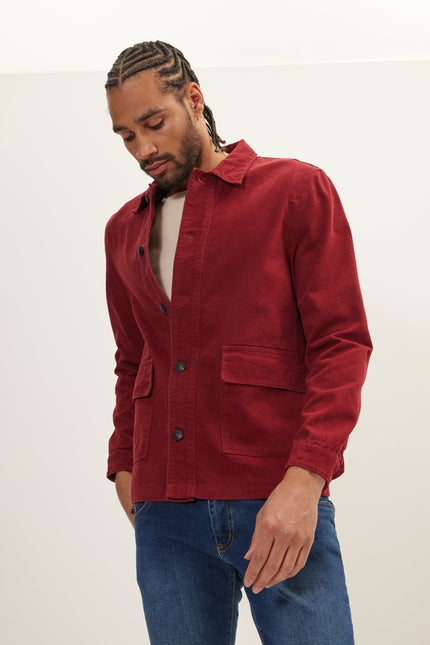 Men's Canvas Work Jacket - Bordeaux | Ron Tomson
