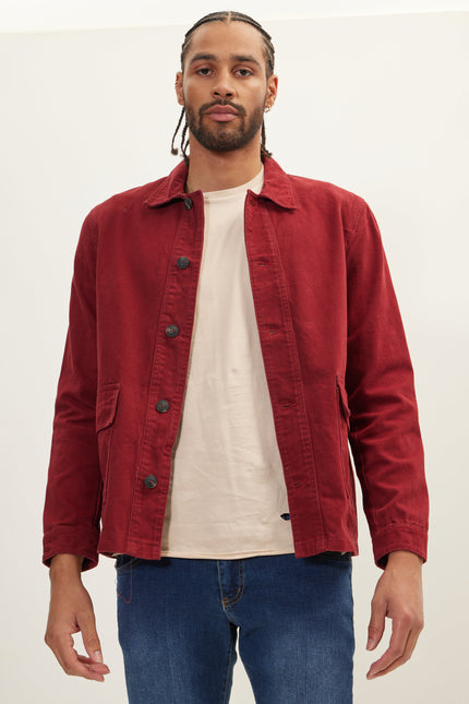 Men's Canvas Work Jacket - Bordeaux | Ron Tomson