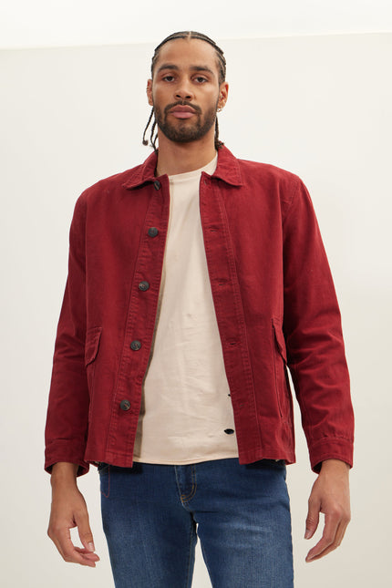 Men's Canvas Work Jacket - Bordeaux | Ron Tomson