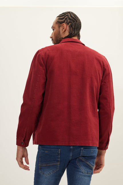 Men's Canvas Work Jacket - Bordeaux | Ron Tomson