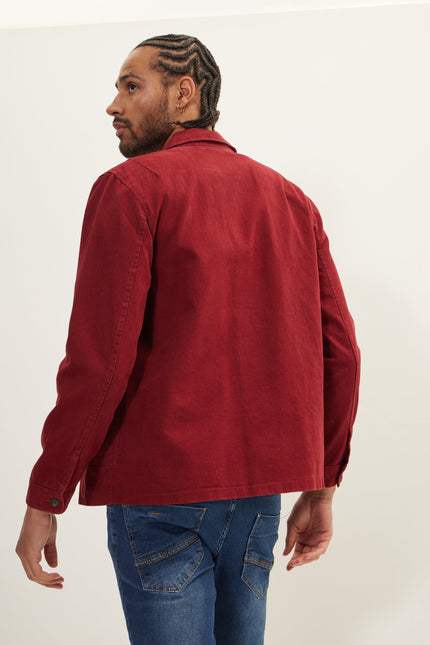 Men's Canvas Work Jacket - Bordeaux | Ron Tomson