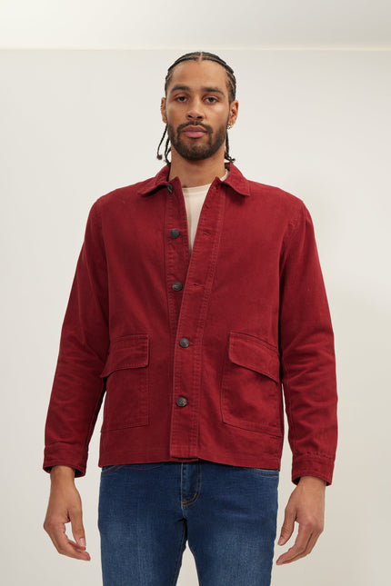 Men's Canvas Work Jacket - Bordeaux | Ron Tomson