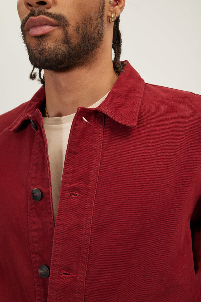 Men's Canvas Work Jacket - Bordeaux | Ron Tomson