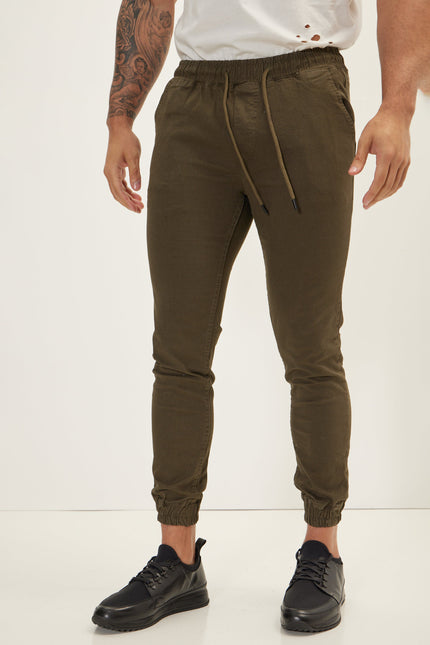 Men's Chino Jogger Pants - Khaki | Ron Tomson