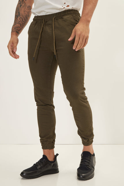 Men's Chino Jogger Pants - Khaki | Ron Tomson