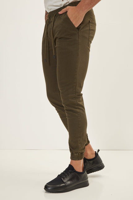 Men's Chino Jogger Pants - Khaki | Ron Tomson