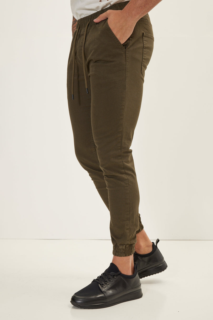 Men's Chino Jogger Pants - Khaki | Ron Tomson