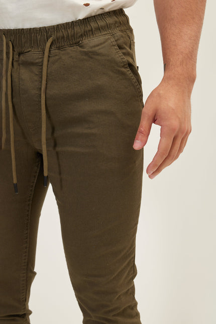 Men's Chino Jogger Pants - Khaki | Ron Tomson