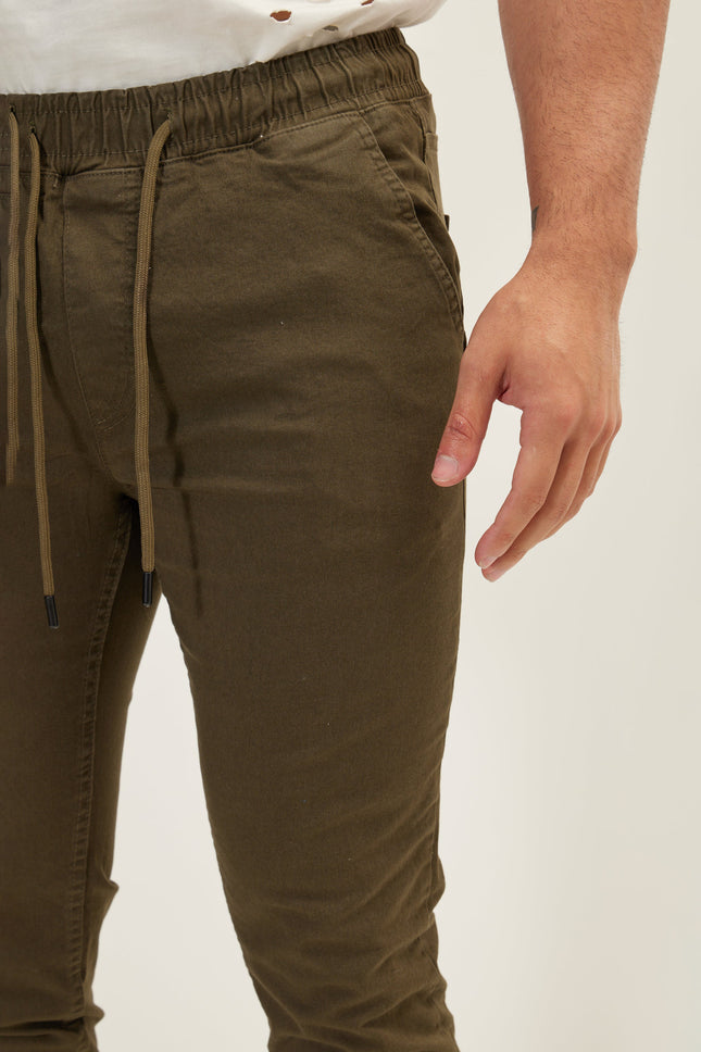 Men's Chino Jogger Pants - Khaki | Ron Tomson