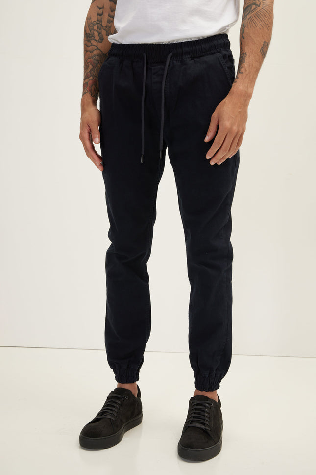 Men's Chino Cotton Jogger Pants - Navy | Ron Tomson