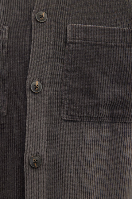 Men's Slim Cotton Shirt Jacket - Anthracite | Ron Tomson