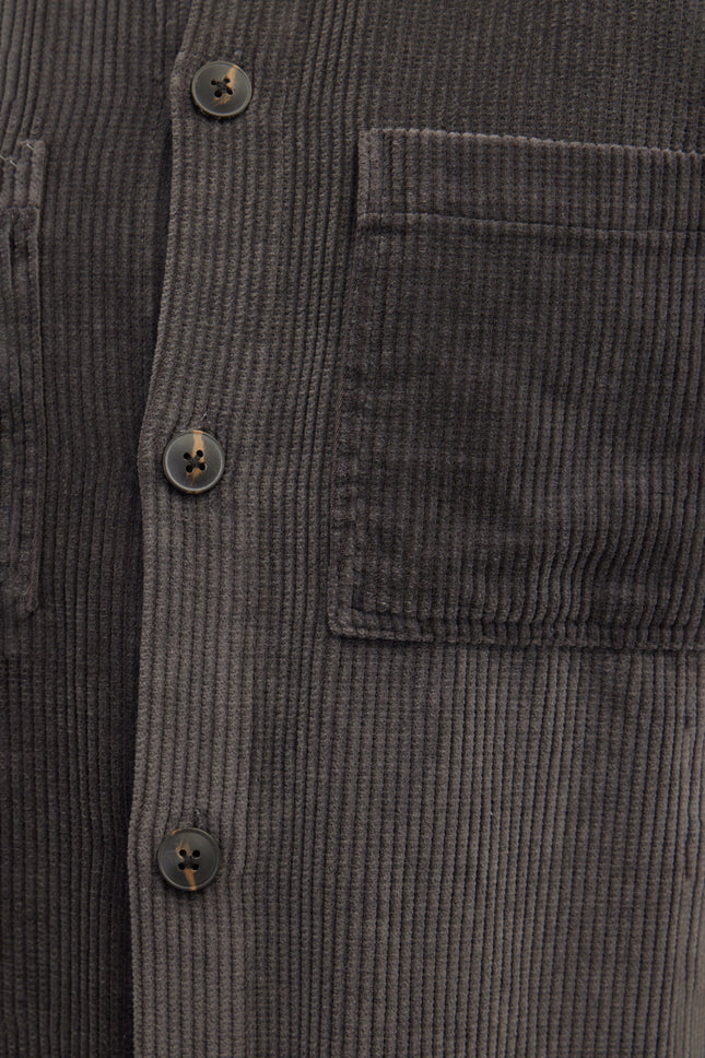 Men's Slim Cotton Shirt Jacket - Anthracite | Ron Tomson