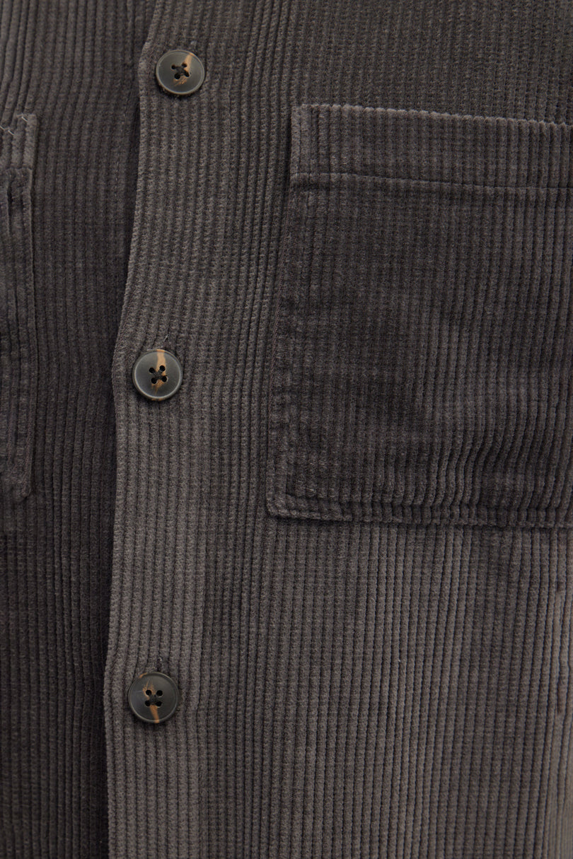 Men's Slim Cotton Shirt Jacket - Anthracite | Ron Tomson