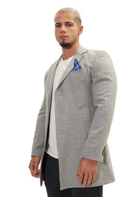 Men's Single-Breasted Wool Overcoat - Grey | Ron Tomson