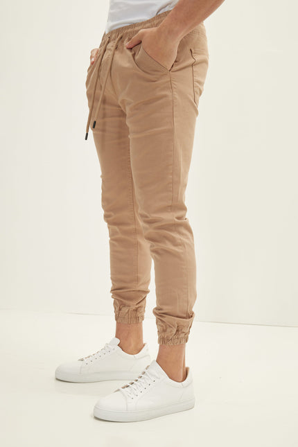 Men's Chino Jogger Pants - Stone | Ron Tomson