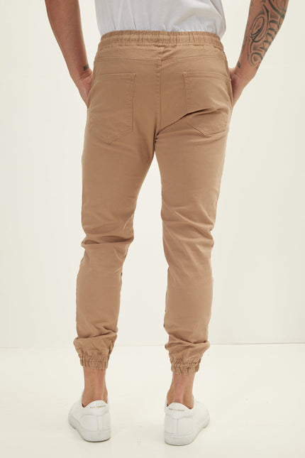 Men's Chino Jogger Pants - Stone | Ron Tomson