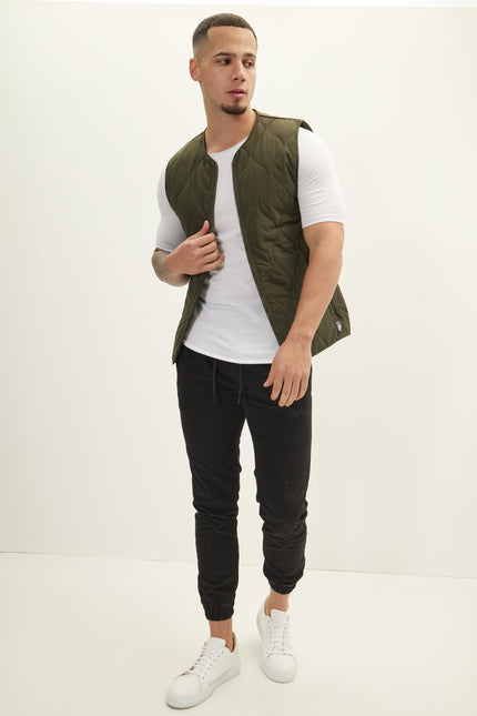 Men's Full-Zip Quilted Vest - Olive | Ron Tomson