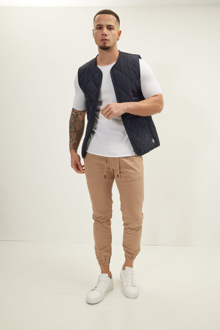 Men's Quilted Full-Zip Vest - Navy | Ron Tomson