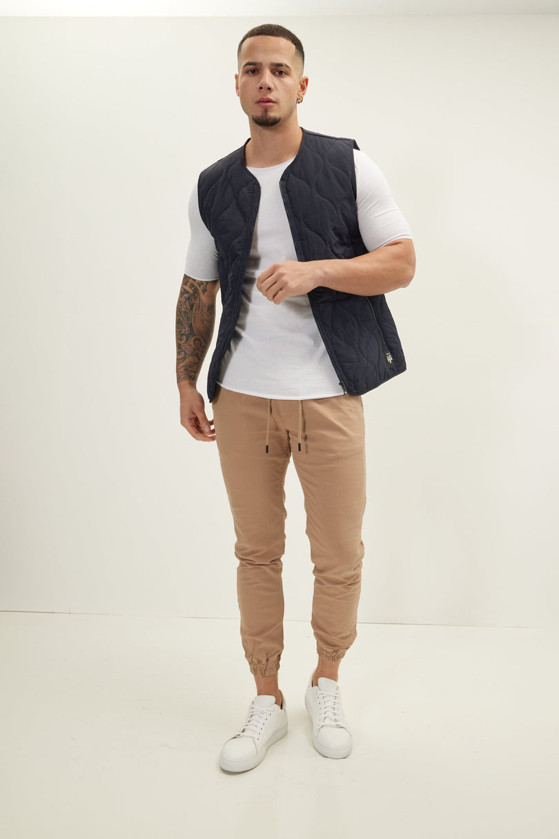 Men's Quilted Full-Zip Vest - Navy | Ron Tomson