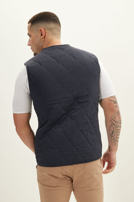 Men's Quilted Full-Zip Vest - Navy | Ron Tomson