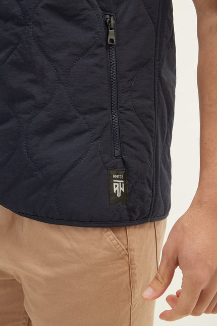 Men's Quilted Full-Zip Vest - Navy | Ron Tomson