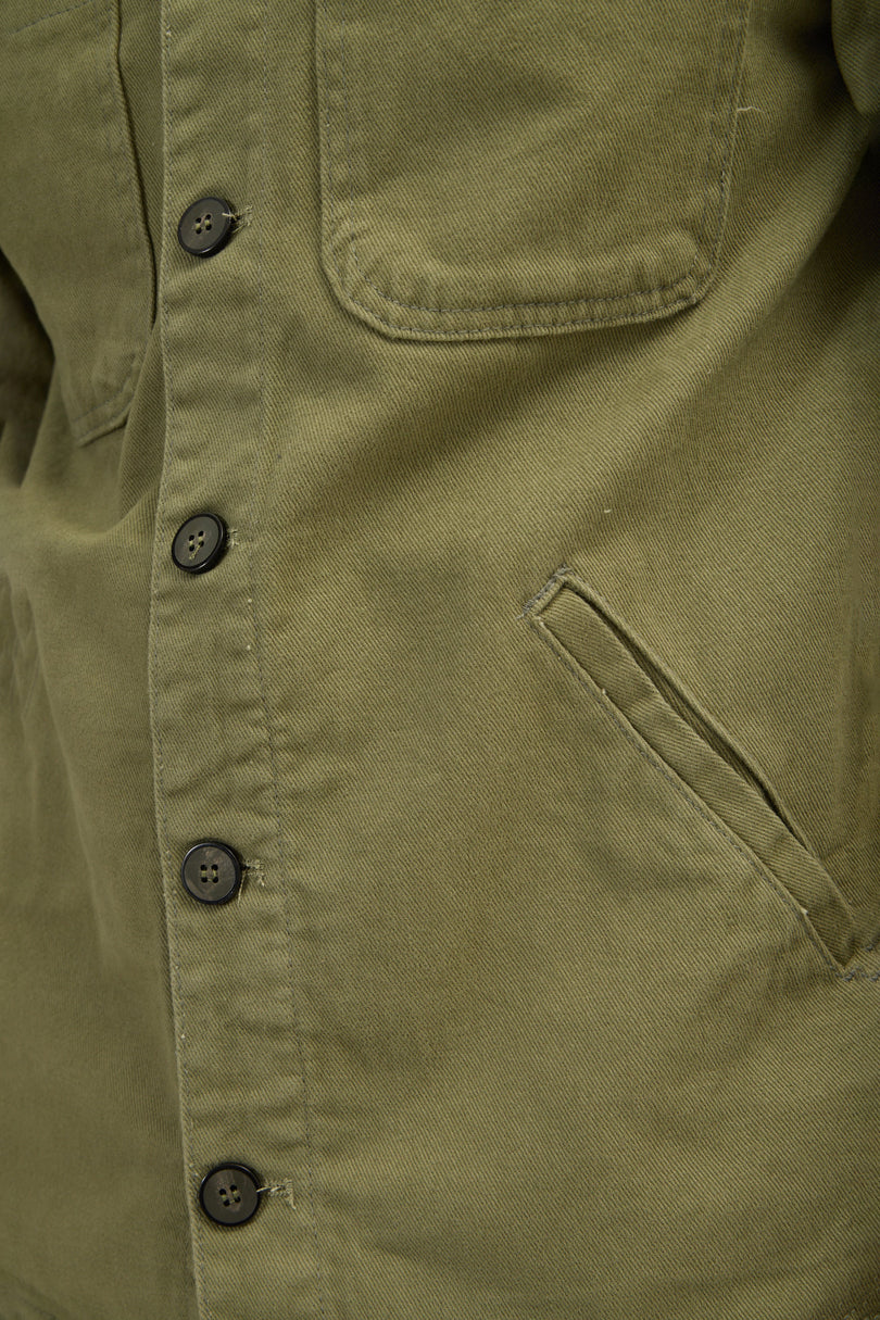 Men's Cotton Shirt Jacket - Olive | Ron Tomson