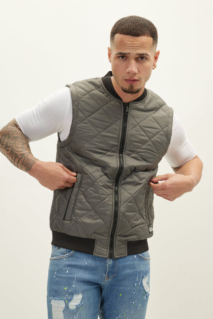 Men's Padded Contrast Placket Vest - Anthracite | Ron Tomson