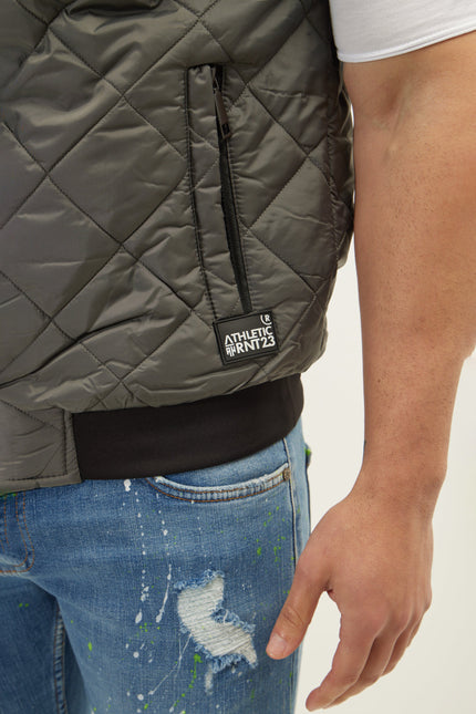 Men's Padded Contrast Placket Vest - Anthracite | Ron Tomson