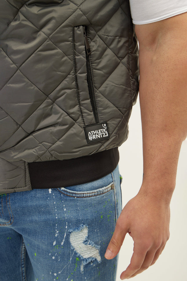Men's Padded Contrast Placket Vest - Anthracite | Ron Tomson