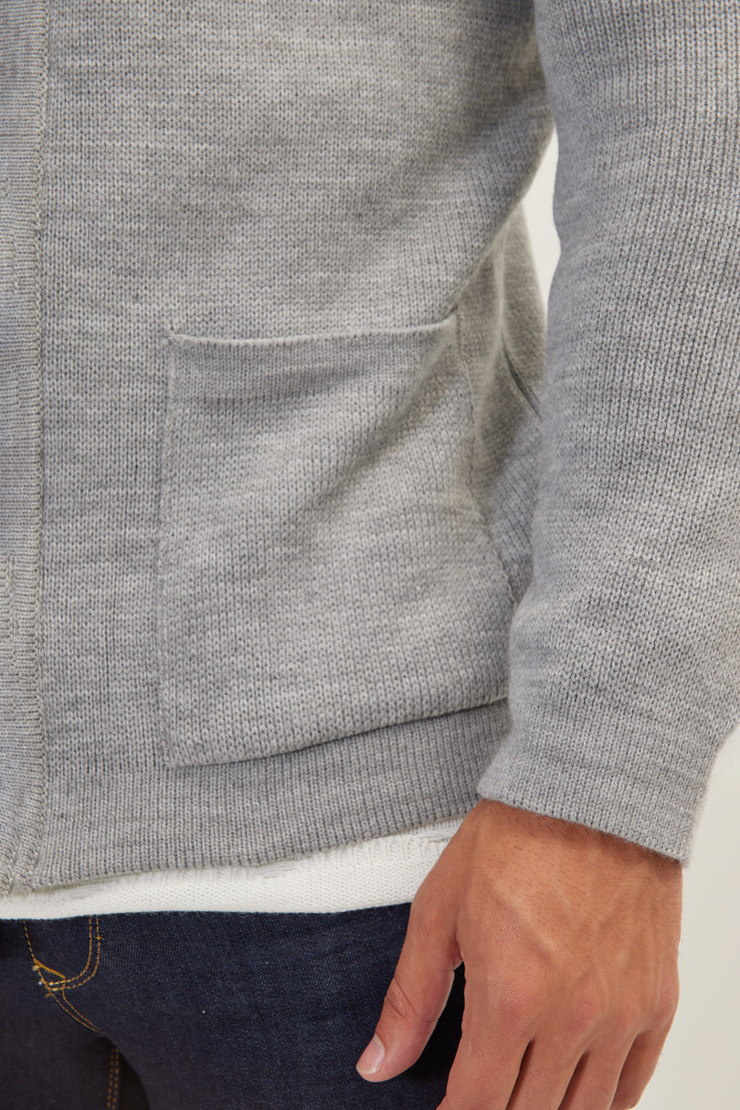 Men's Full-Zip Cardigan - Grey | Ron Tomson