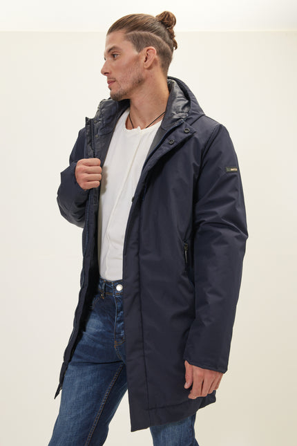 Men's Full-Zip Padded Parka - Navy | Ron Tomson