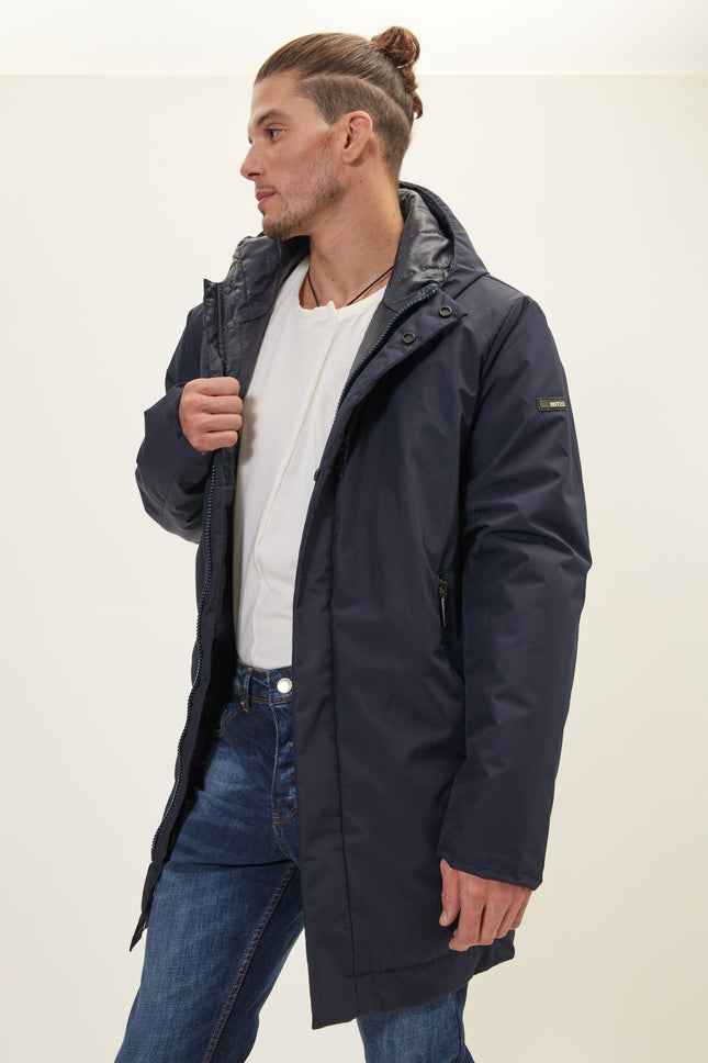 Men's Full-Zip Padded Parka - Navy | Ron Tomson