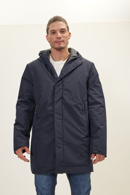 Men's Full-Zip Padded Parka - Navy | Ron Tomson