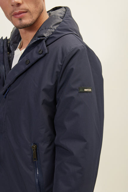 Men's Full-Zip Padded Parka - Navy | Ron Tomson