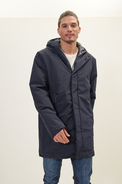 Men's Full-Zip Padded Parka - Navy | Ron Tomson
