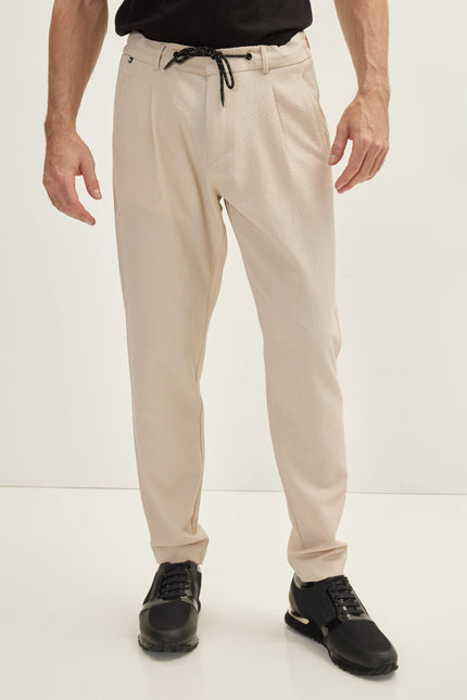 Men's Drawstring Casual Pants - Stone | Ron Tomson