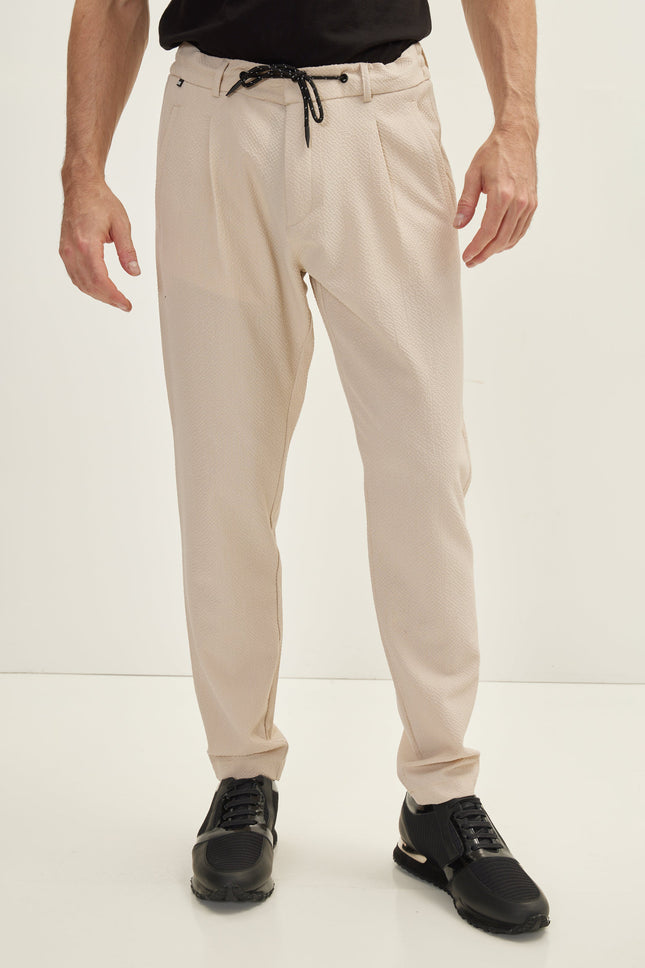 Men's Drawstring Casual Pants - Stone | Ron Tomson