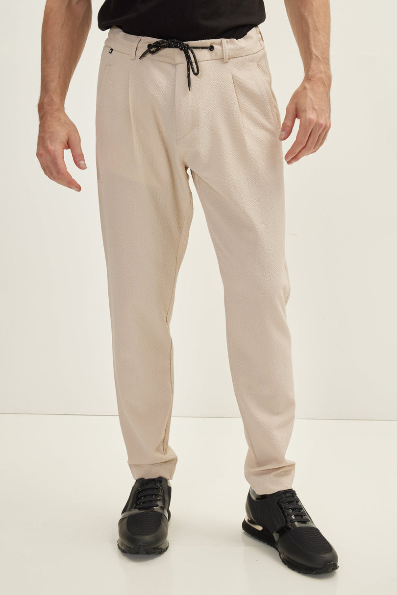 Men's Drawstring Casual Pants - Stone | Ron Tomson