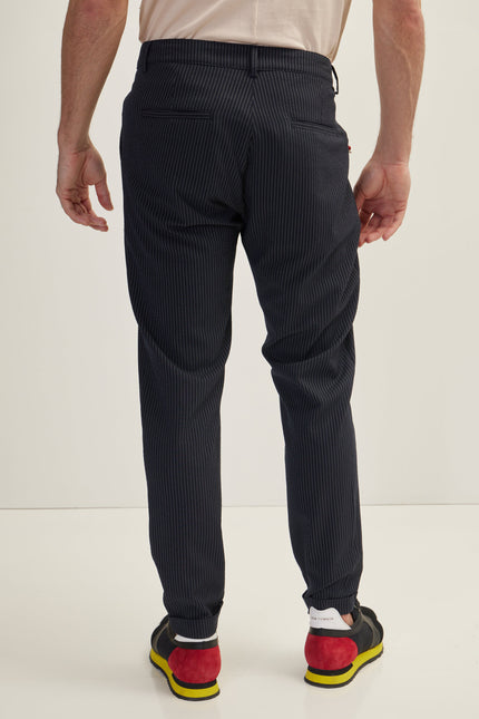 Men's Tailored Pinstripe Casual Pants - Navy | Ron Tomson