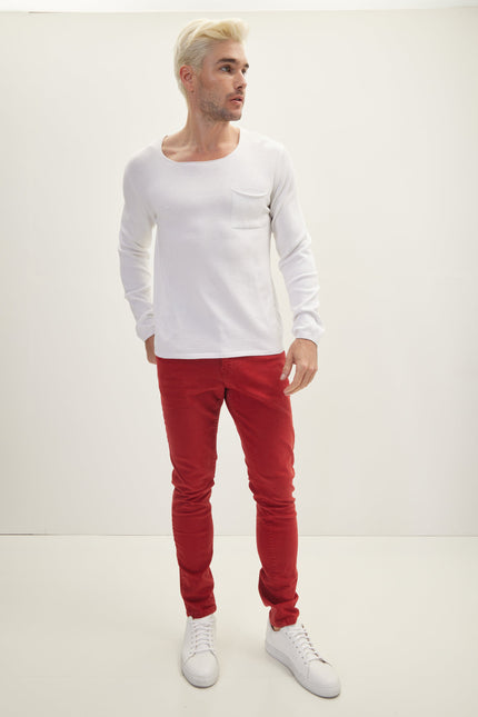 Men's Lightweight Crew-Neck Sweater - Off-White | Ron Tomson