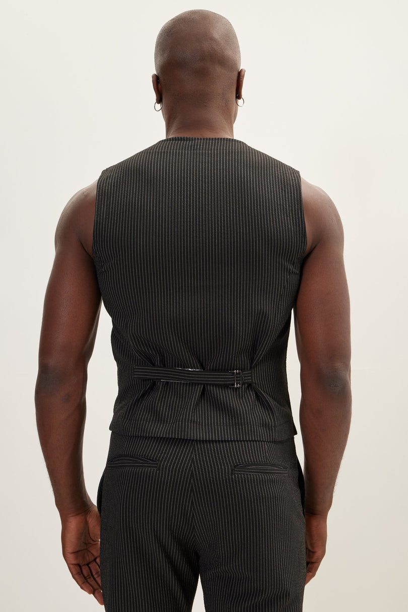 Men's Five Button Black Vest | Ron Tomson