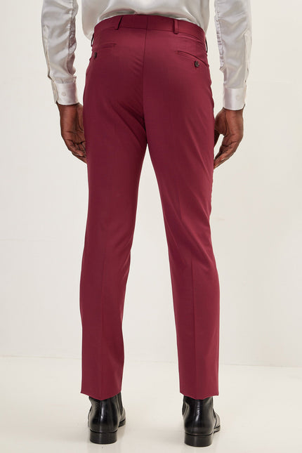 Men's Italian Super 120s Merino Wool Single-Breasted Suit - Currant Maroon | Ron Tomson